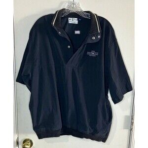 Echelon Men's XL Black Golf Windbreaker Snap Placket Stand Collar Pockets Logo